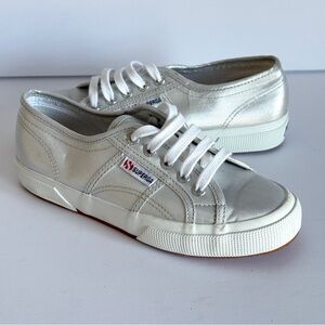 Superga 2750 Cotmetu Canvas Sneakers Grey/Silver Color Size 37 EU | USA 6.5 to 7